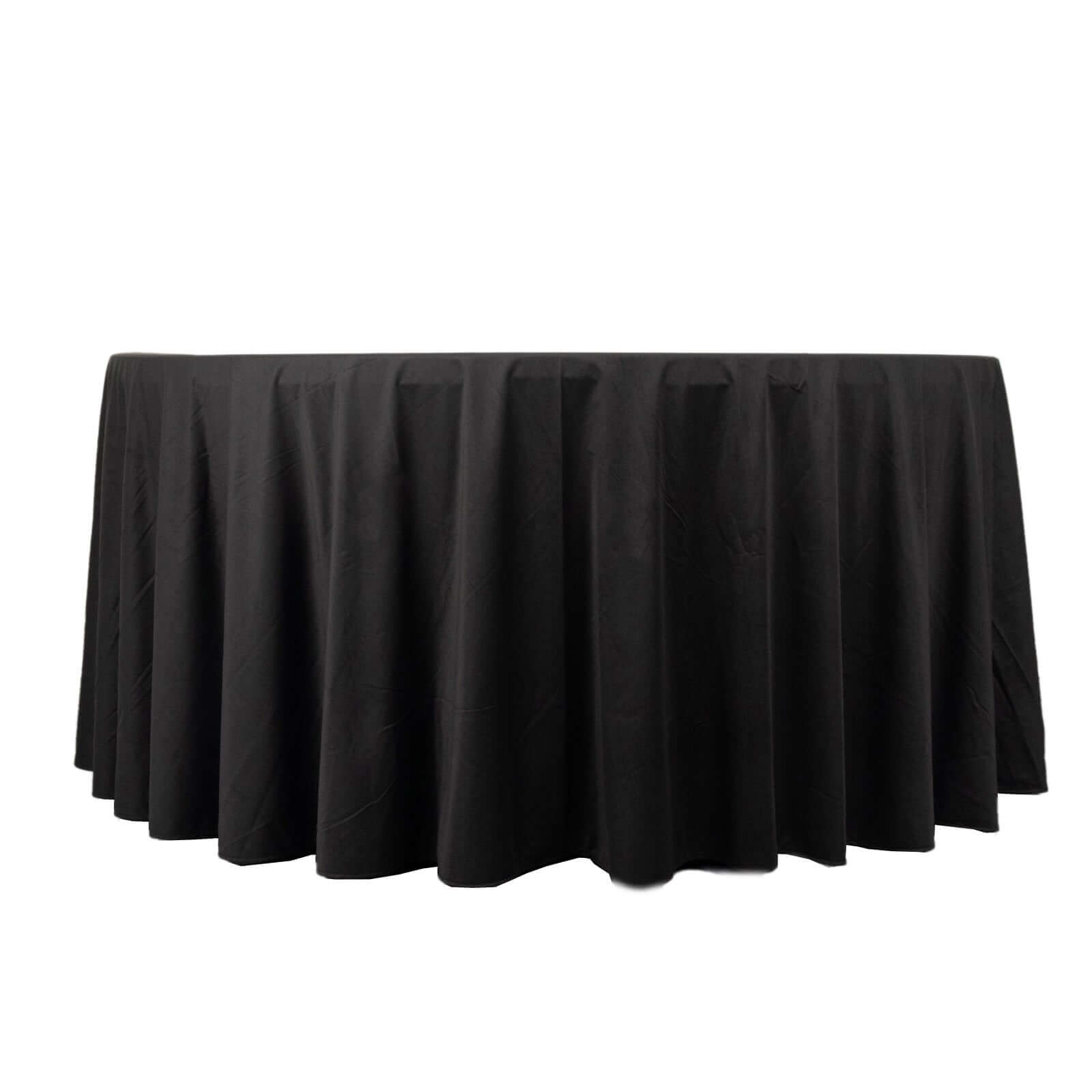 Exclusive Premium Black 120' Round Scuba Tablecloth - Wrinkle & Stain Free for Weddings & Events