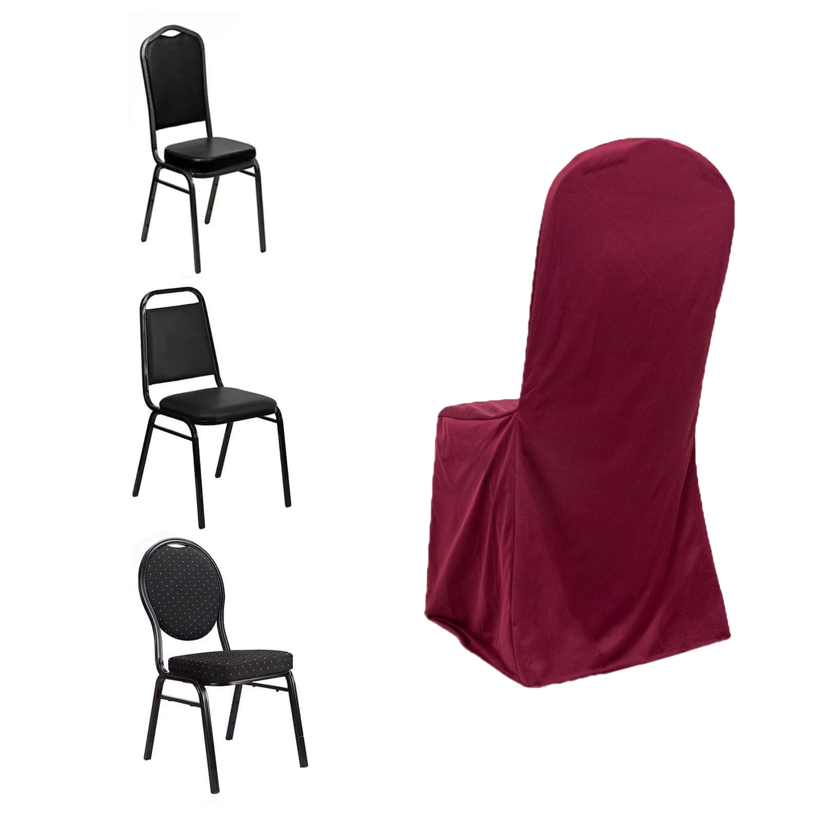 Hot! Burgundy Scuba Stretch Slim - Fit Chair Cover for Banquets, Wrinkle - Free & Durable
