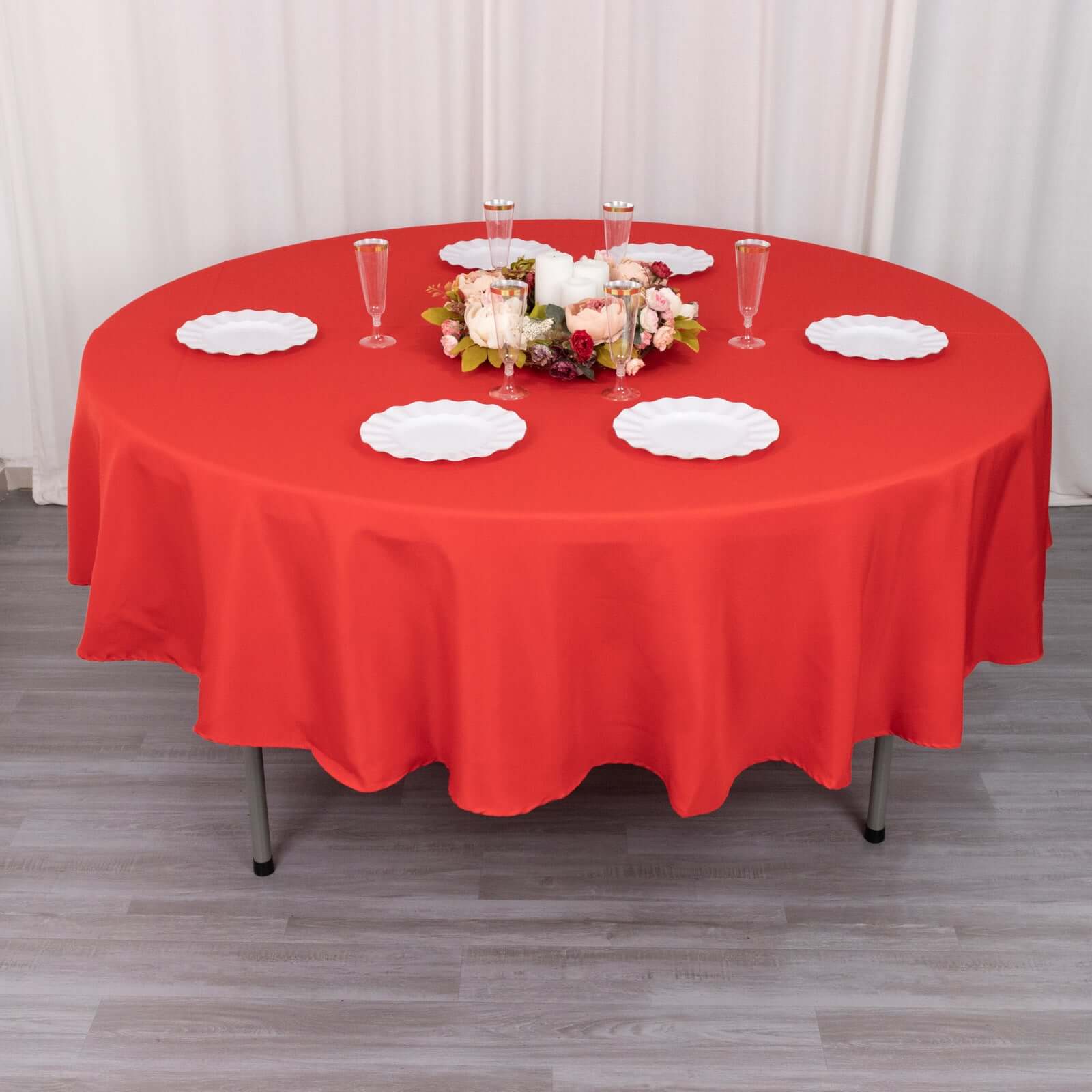 Hot Sale! Red 90-Inch Premium Polyester Round Tablecloth - Stain & Wrinkle Resistant, 220GSM