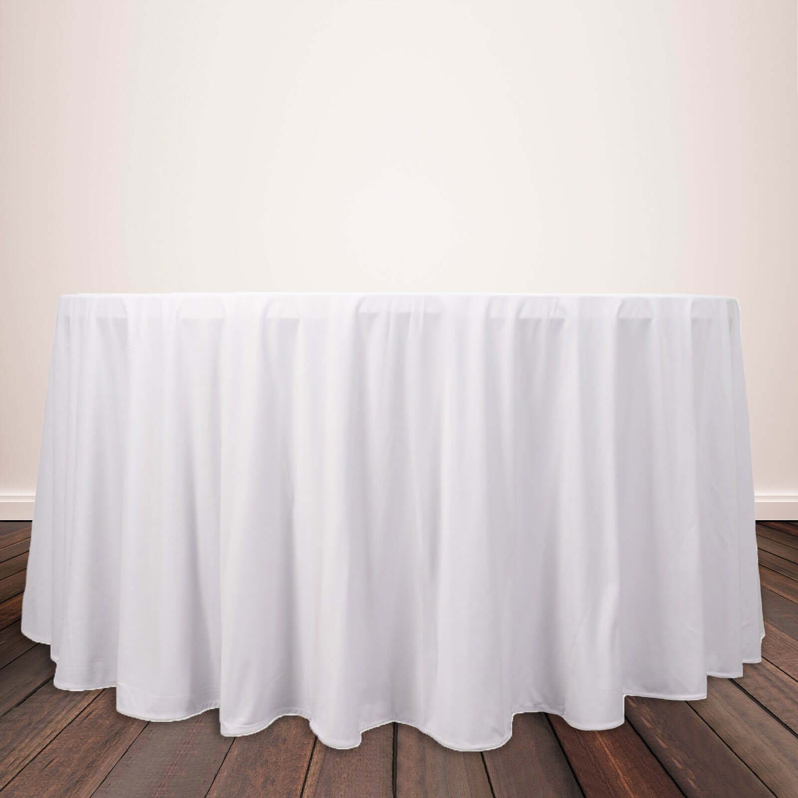 Exclusive Premium Scuba 120-Inch Round White Tablecloth - Wrinkle & Stain-Free for Weddings and Events