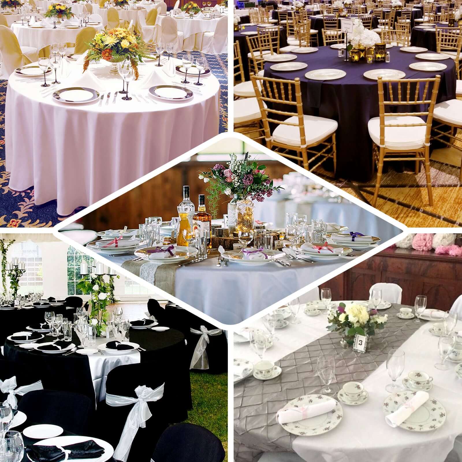 Soft & Breathable 100% Cotton White Round Tablecloth - 120' Diameter, Seamless Design