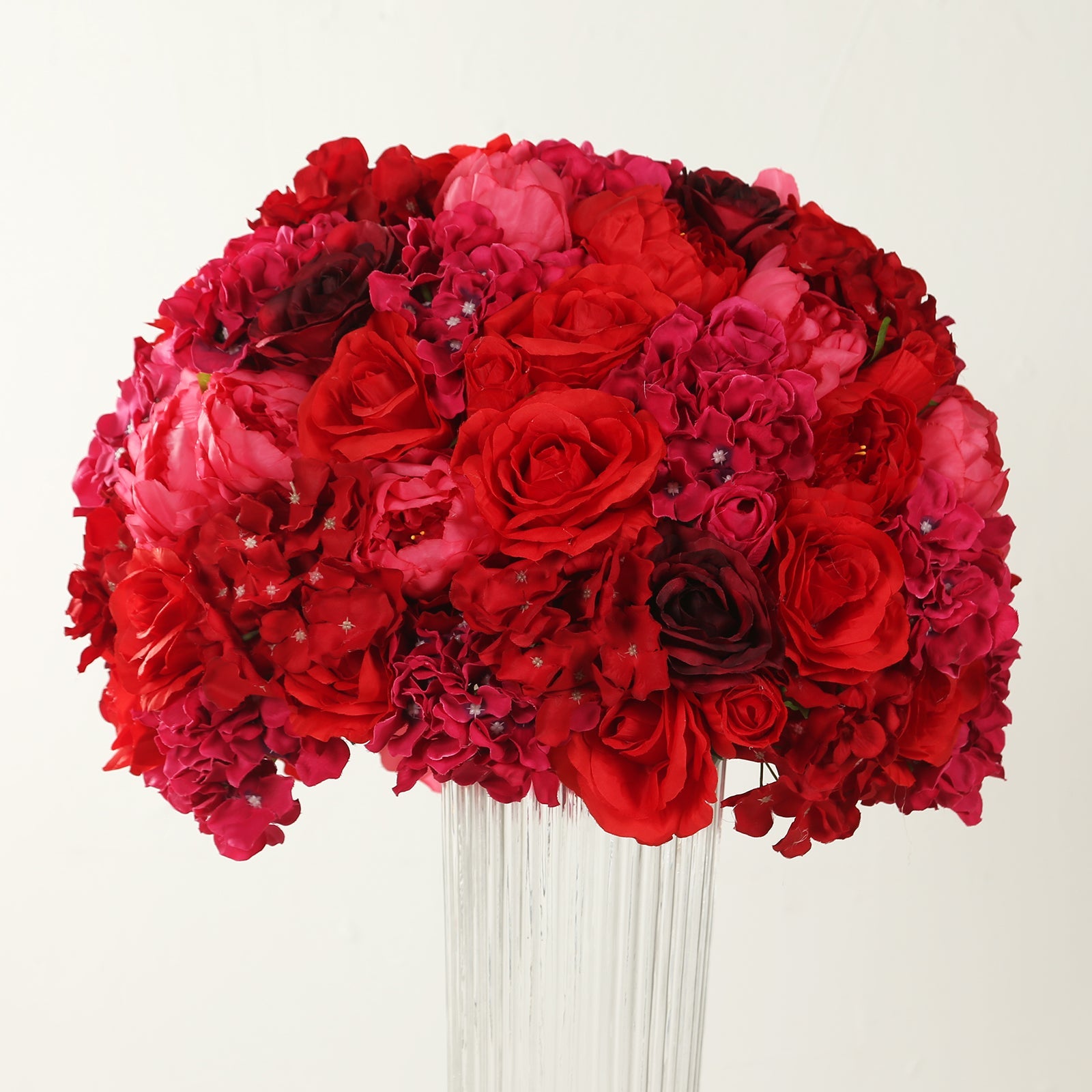 Hot Sale! Large Red Artificial Silk Rose Flower Ball Bouquet for Wedding Centerpieces and Table Decor - 20