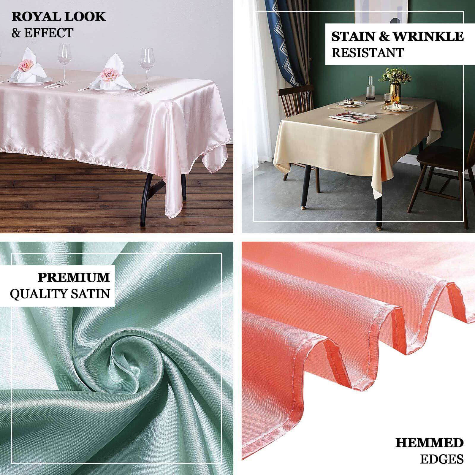 White Satin 60x126 Rectangular Tablecloth - Ideal for Weddings and Parties