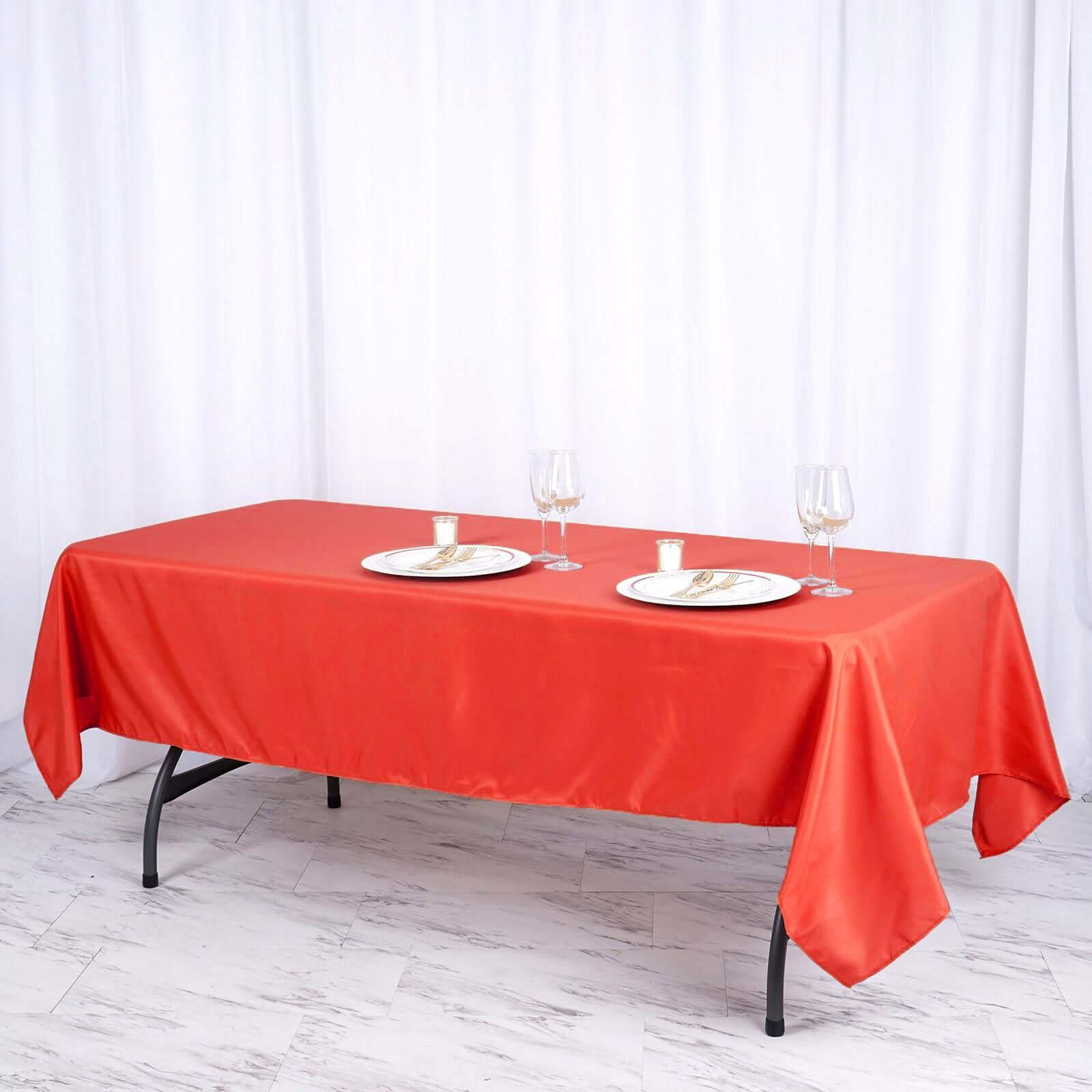 Stylish and Durable Red Polyester Rectangle Tablecloth - 60x102 for All Occasions