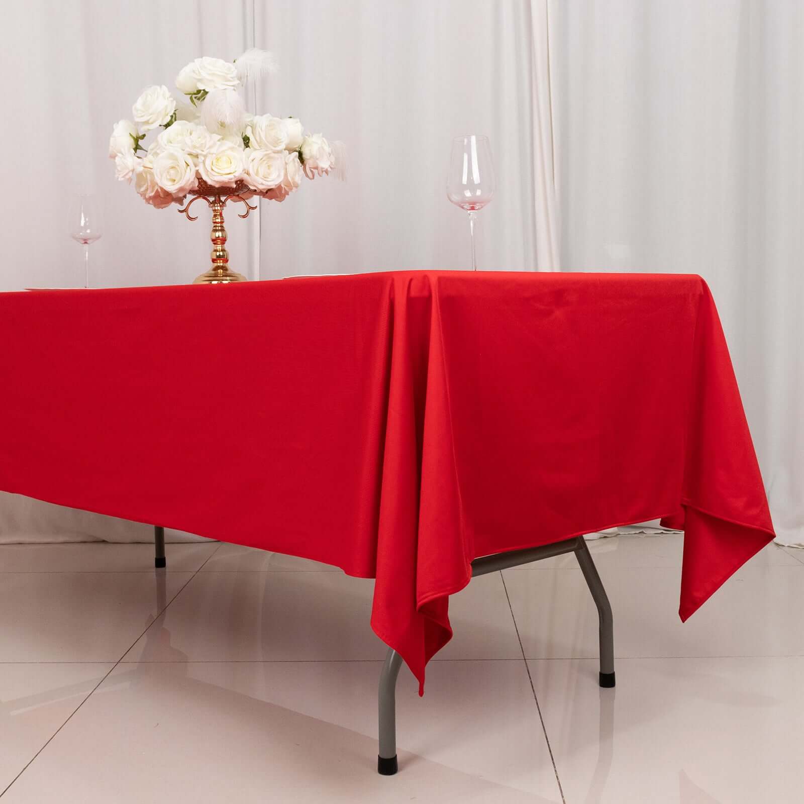 Hot Sale! Premium Red Scuba Polyester Rectangular 60x102 Wrinkle-Free & Stain-Resistant Tablecloth
