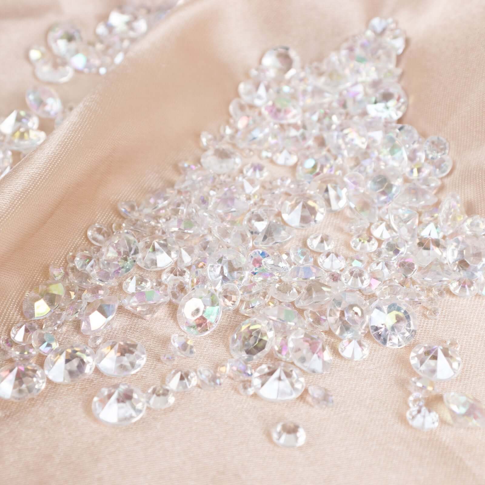 Get 4000 Pcs Iridescent Acrylic Diamond Beads - Ideal for Wedding Decor & DIY, 3mm, 6mm, 10mm Sizes