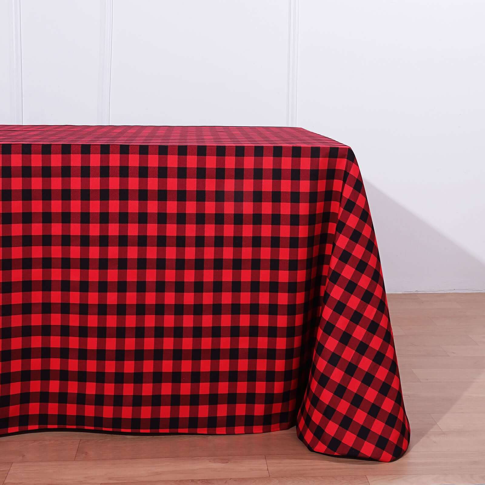 Hot Sale! Black/Red Seamless Checkered Buffalo Plaid Polyester Rectangle Tablecloth 90x132