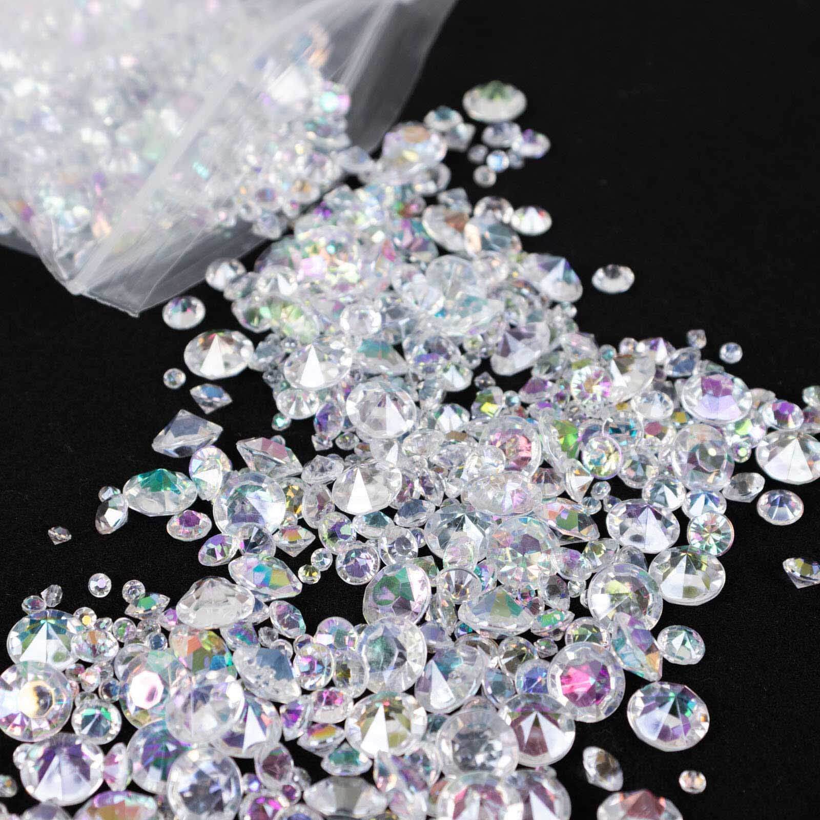 Get 4000 Pcs Iridescent Acrylic Diamond Beads - Ideal for Wedding Decor & DIY, 3mm, 6mm, 10mm Sizes