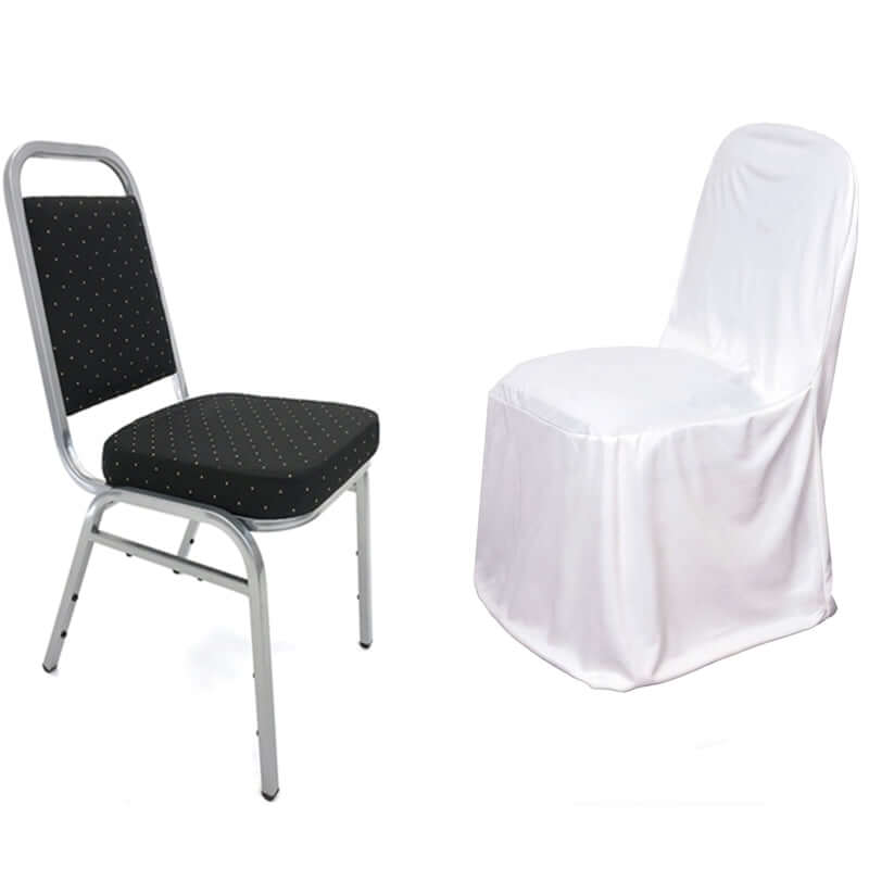 White Scuba Stretch Slim-Fit Chair Cover for Banquets, Parties & Ceremonies - Wrinkle-Free & Durable