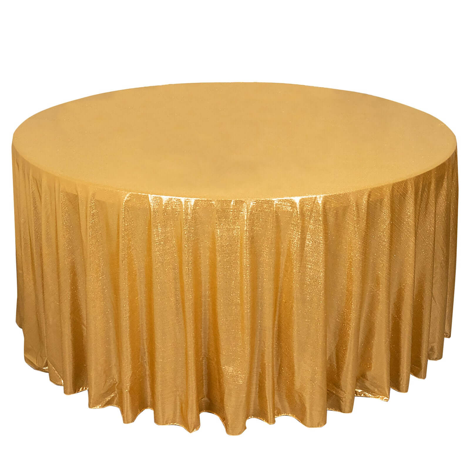 Sparkling Gold Sequin Dots Polyester 120-Inch Round Wrinkle-Free Tablecloth for Stylish Events