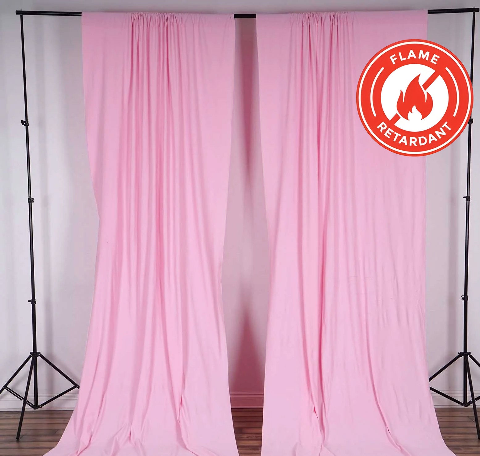 Hot Deal! 2 Pack Pink 10ftx10ft Scuba Polyester Flame - Resistant Wrinkle - Free Event Curtain Drapes with Rod Pockets