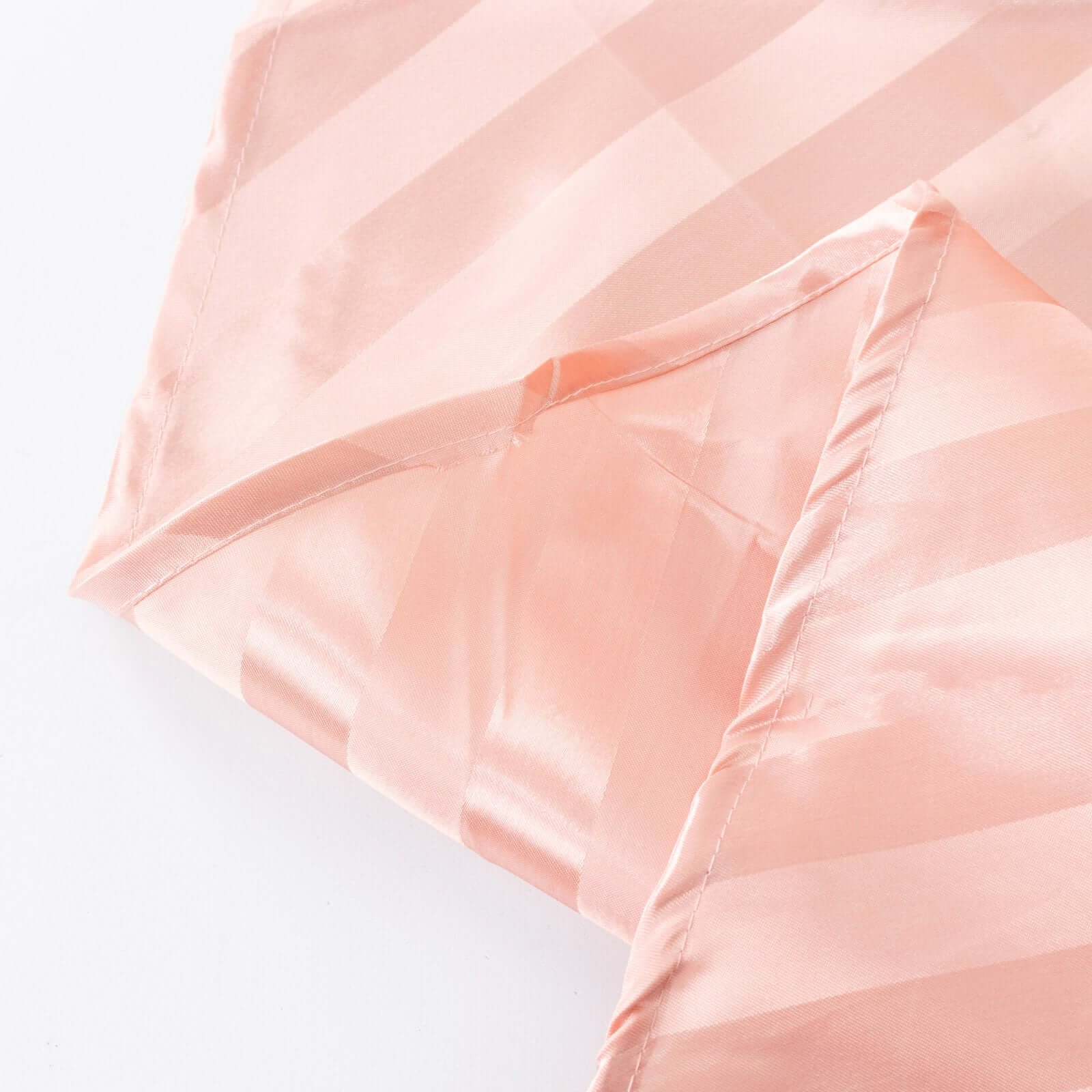 Hot Deal! Silky Seamless Dusty Rose Satin Round Tablecloth with Glossy Stripes, 120' Dia.