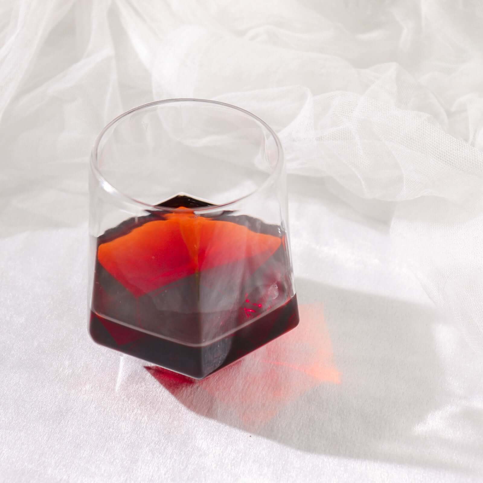 12-Piece Set of Reusable Clear Plastic Stemless Diamond-Shaped 12oz Wine & Whiskey Glasses