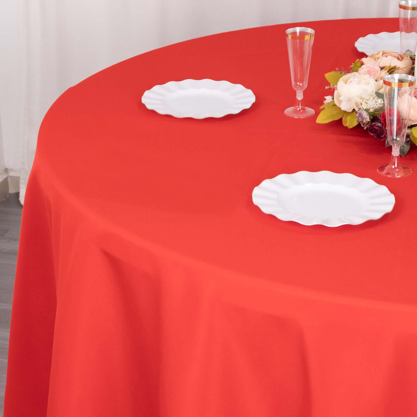 Hot Sale! Red 90-Inch Premium Polyester Round Tablecloth - Stain & Wrinkle Resistant, 220GSM