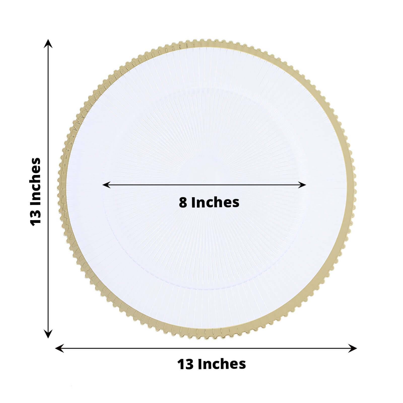 Hot Deal! 6-Pack 13-inch Clear Acrylic Charger Plates with Gold Sunray Wavy Rim