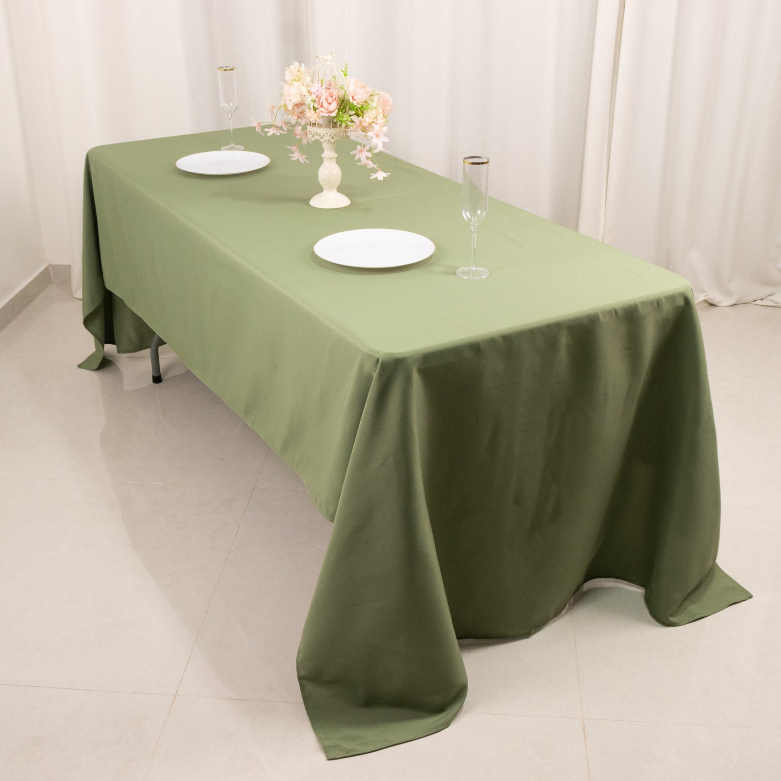 Stain-Resistant 220GSM Dusty Sage Green Premium Polyester Rectangle Tablecloth 60x126