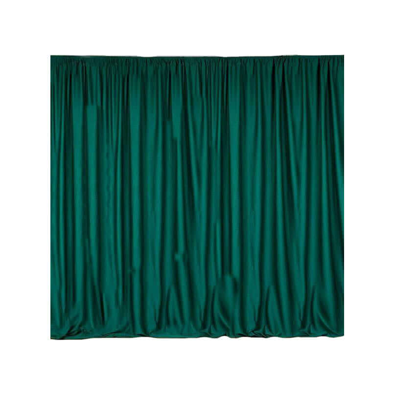 2-Pack Hunter Emerald Green Scuba Polyester Event Curtains - Durable, Flame-Resistant, Wrinkle-Free 10ftx10ft Panels