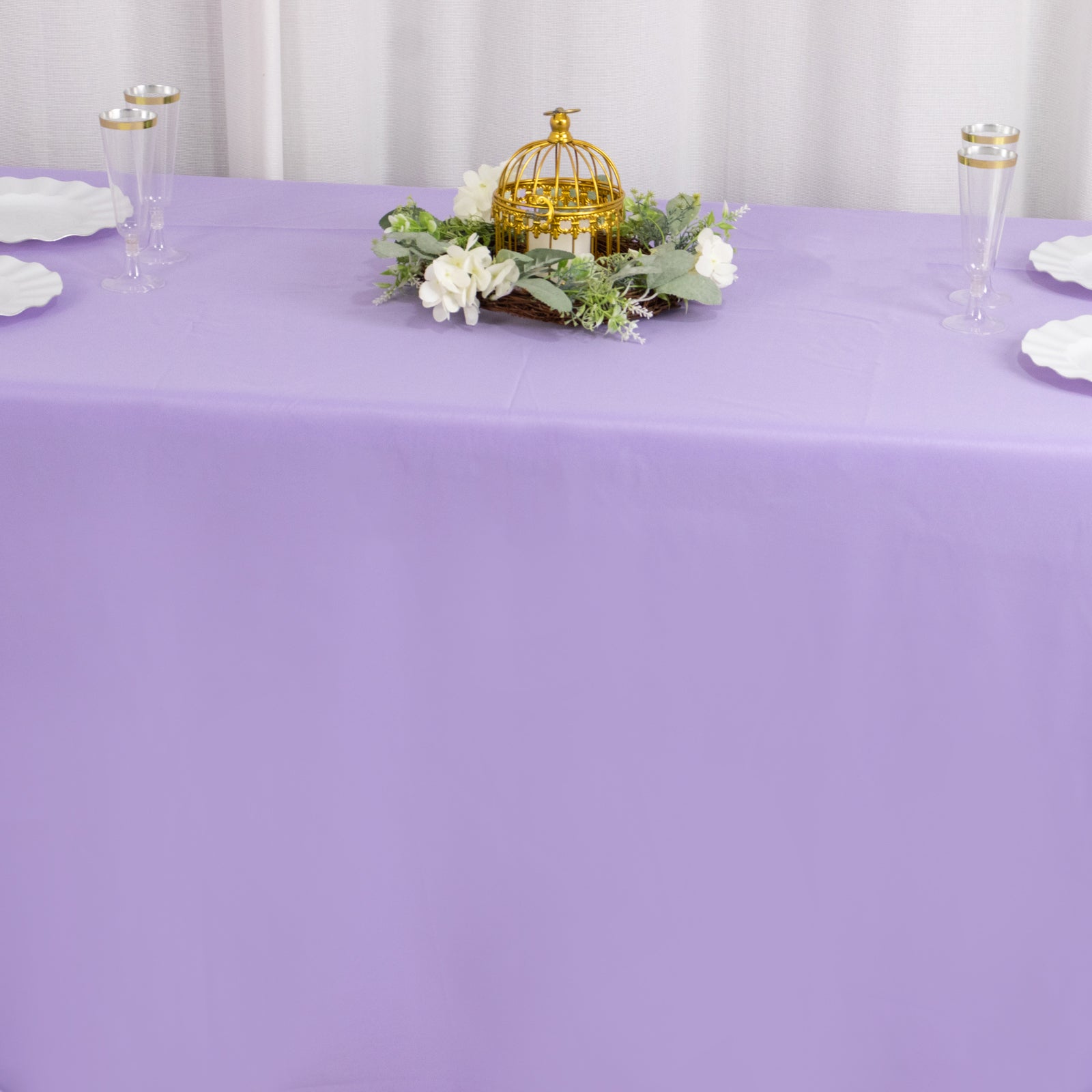 Seamless 220GSM Stain-Resistant Lavender Lilac Premium Polyester Rectangle Tablecloth 90x156
