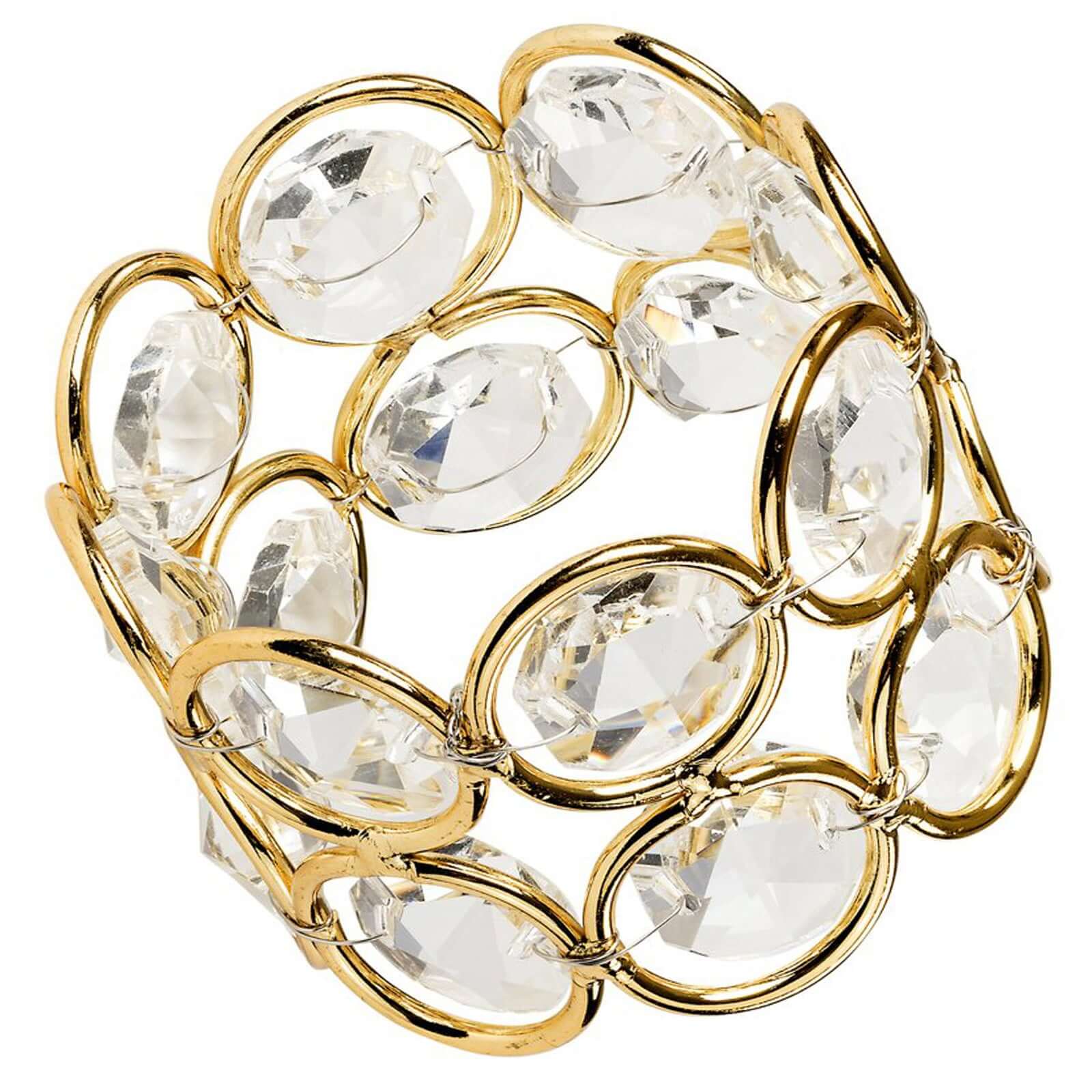 Set of 4 Shiny Gold Acrylic Gem - Beaded Napkin Rings for Special Occasions