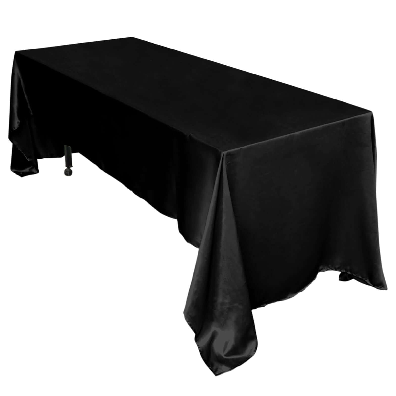 Black Satin 60x126 Rectangular Tablecloth - Lustrous and Stain-Resistant