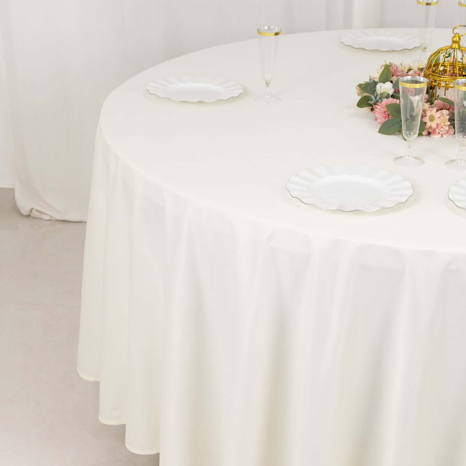 Ivory Premium Wrinkle-Free & Stain-Resistant 108' Scuba Round Tablecloth