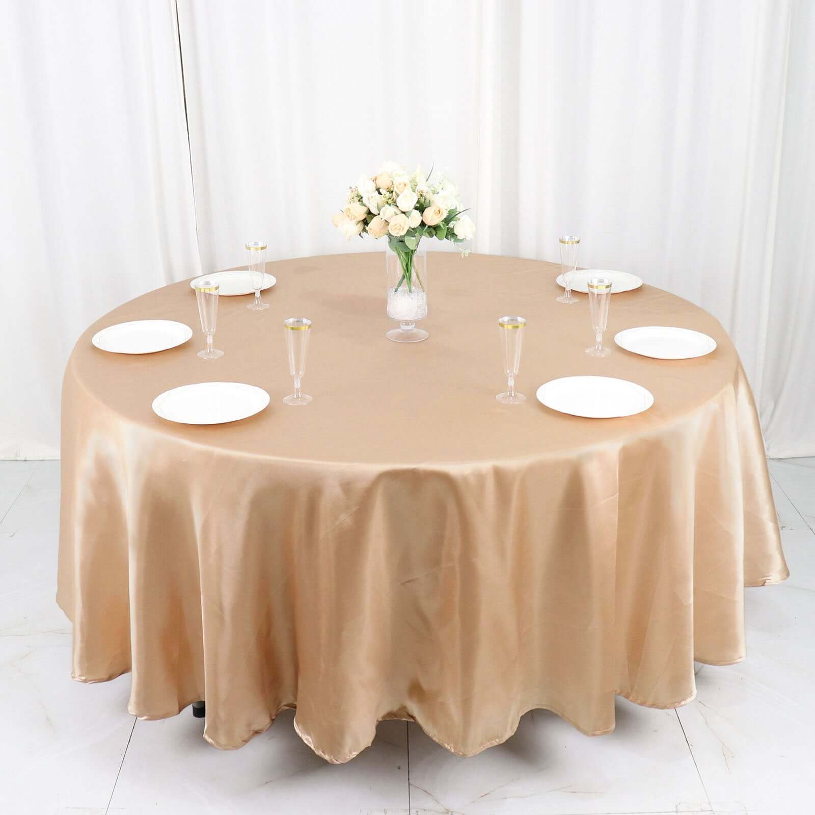 Special Offer! Nude Satin Round Tablecloth 108 Inches - Smooth and Lustrous Table Cover