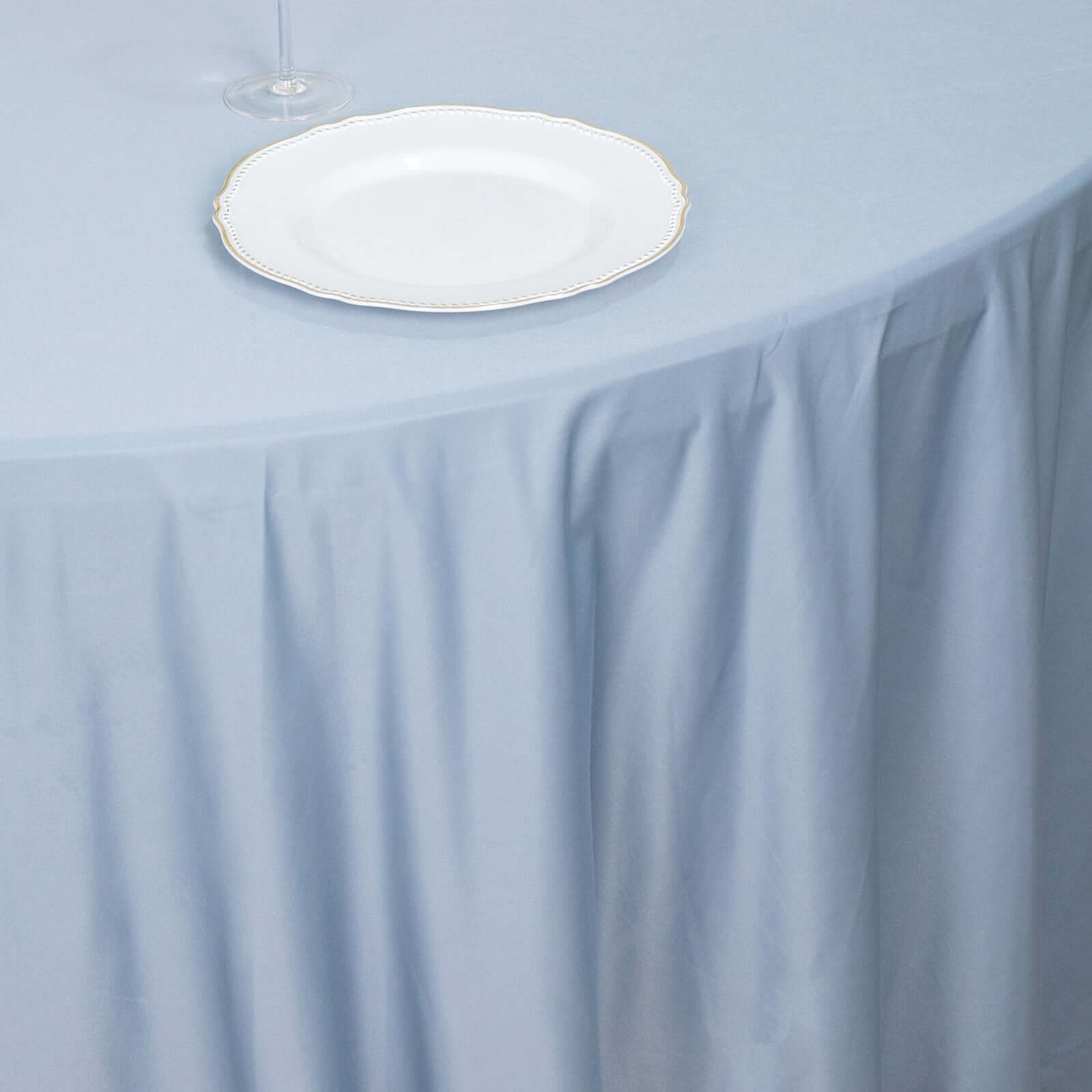 Exclusive Dusty Blue 120' Scuba Round Tablecloth - Wrinkle & Stain Free