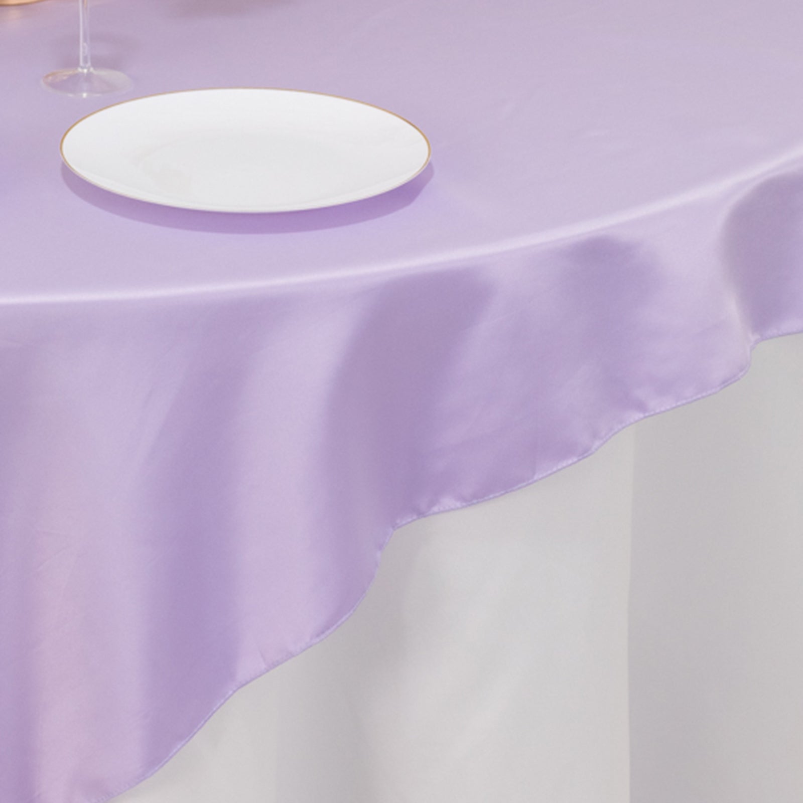Lavender Lilac Lamour Satin 72x72 Square Table Overlay with Smooth Finish