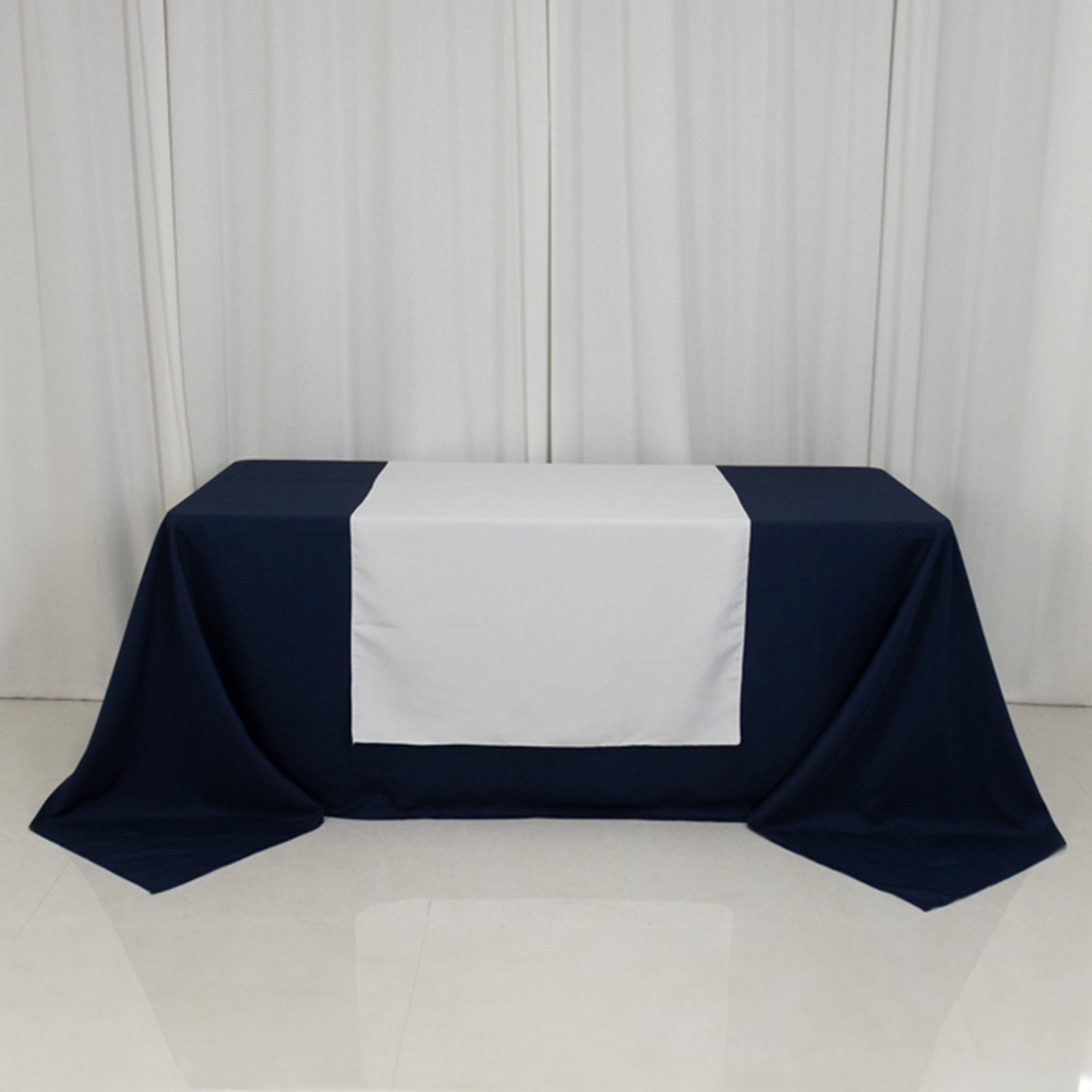 Durable White Polyester 36x72 Table Runner for Trade Shows