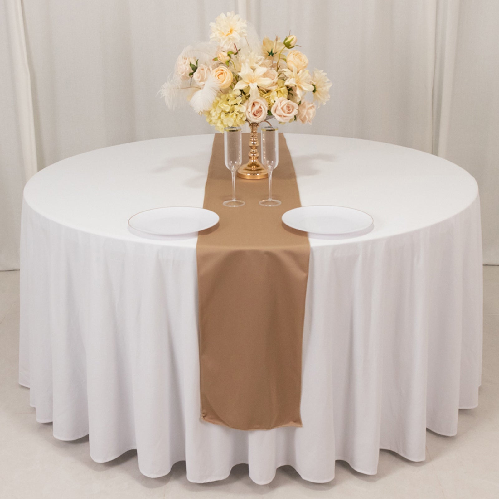 Exclusive Wrinkle-Free Nude Scuba Polyester 12x108 Table Runner
