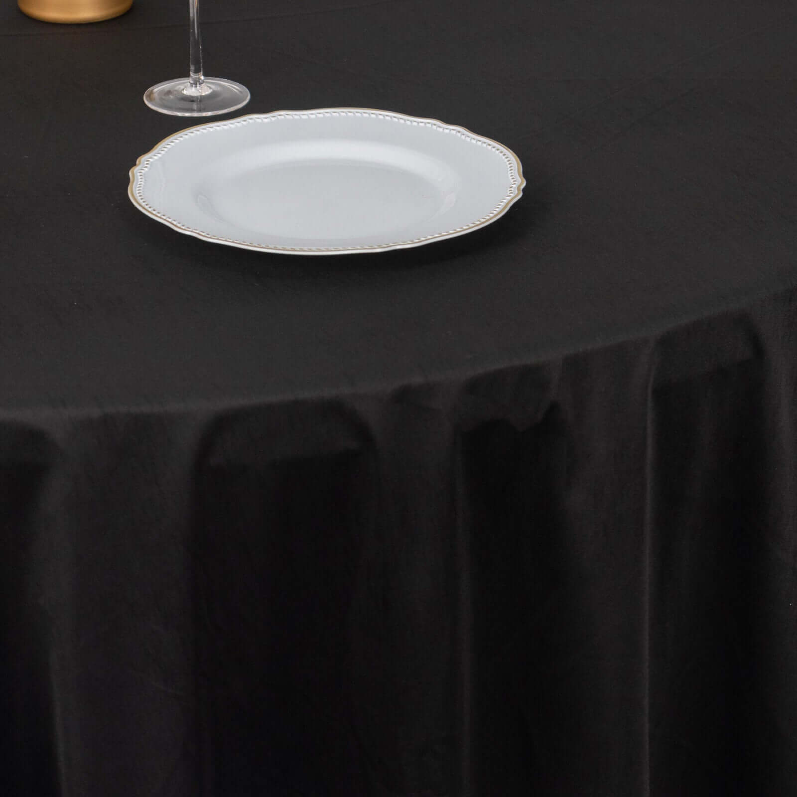Exclusive Premium Black 120' Round Scuba Tablecloth - Wrinkle & Stain Free for Weddings & Events