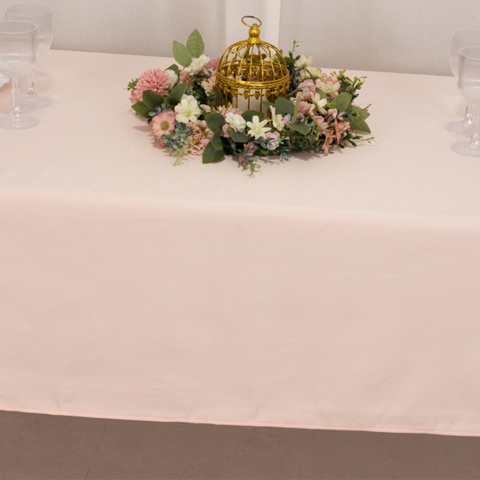 Blush Lamour Satin Rectangle Tablecloth 60x102 - Durable & Soft for Events