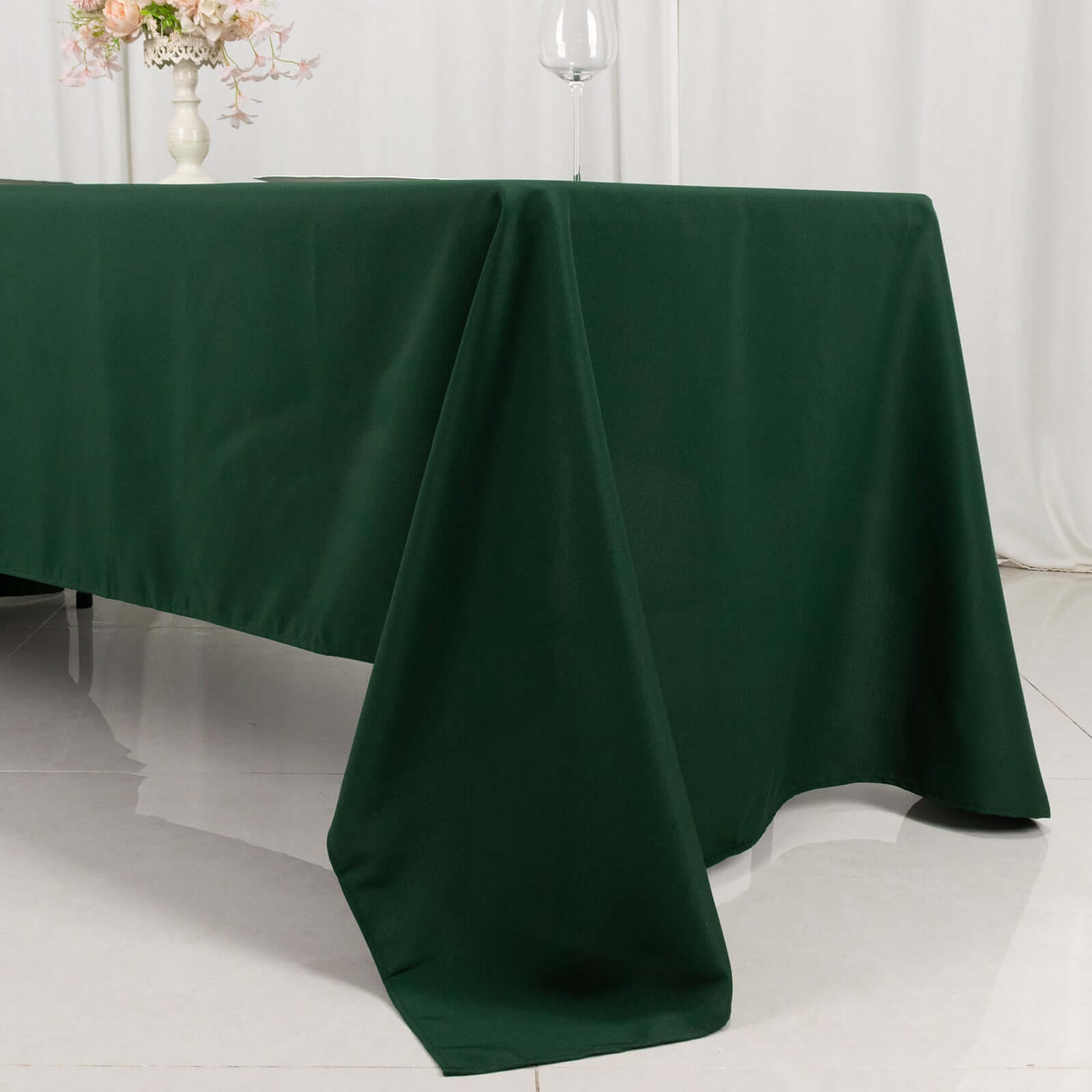 Hot Deal! Stain-Resistant 220GSM Hunter Emerald Green Polyester 60x126 Rectangle Tablecloth