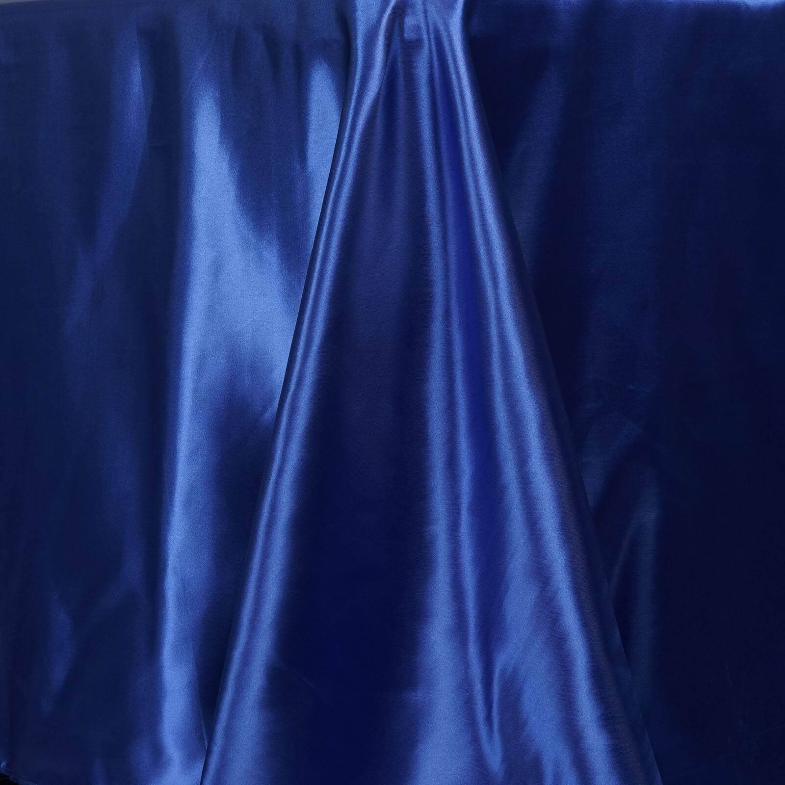 Exclusive Royal Blue Satin Seamless Rectangular 90x132 Tablecloth for Special Events