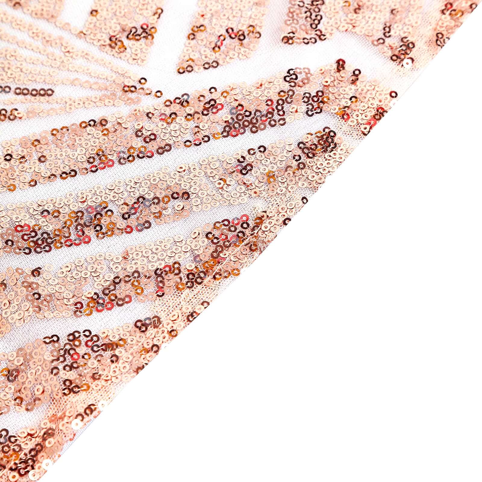 120-inch Rose Gold Seamless Sequin Round Tablecloth with Diamond Glitz