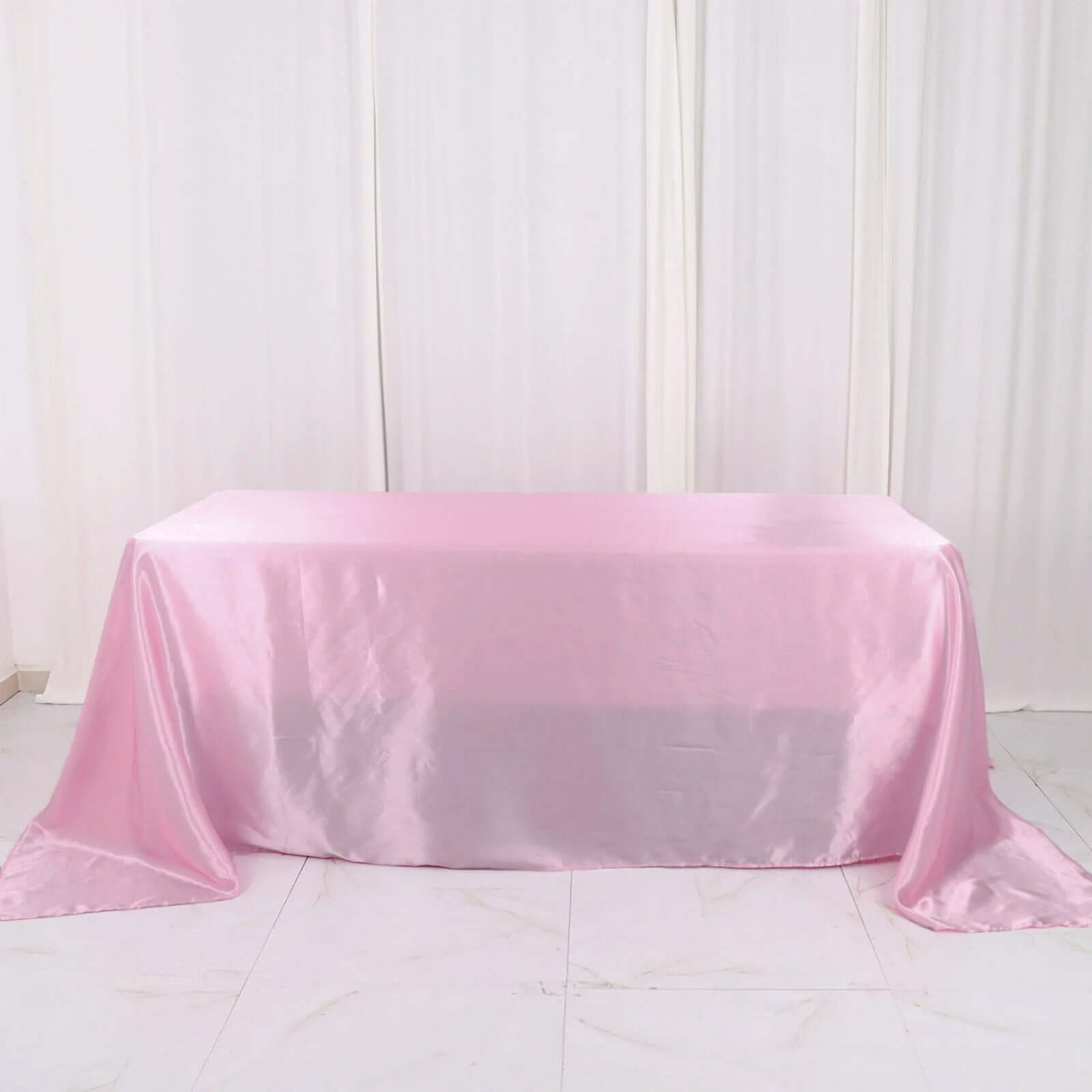Exclusive Pink Satin 90x132 Seamless Rectangular Tablecloth