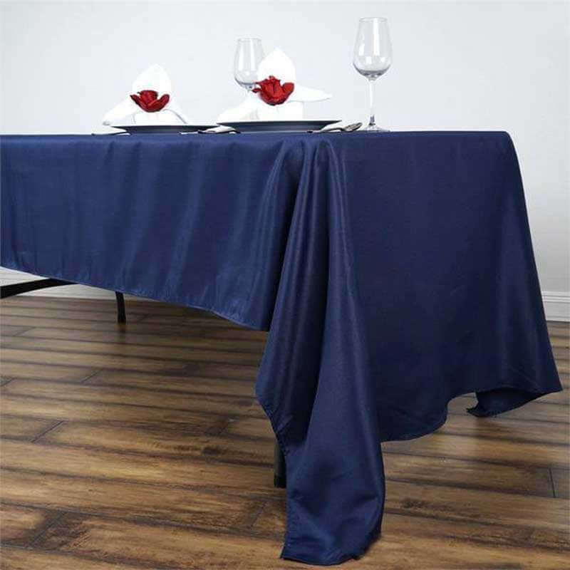 Wrinkle-Resistant Navy Blue 60x126 Polyester Rectangle Table Cover