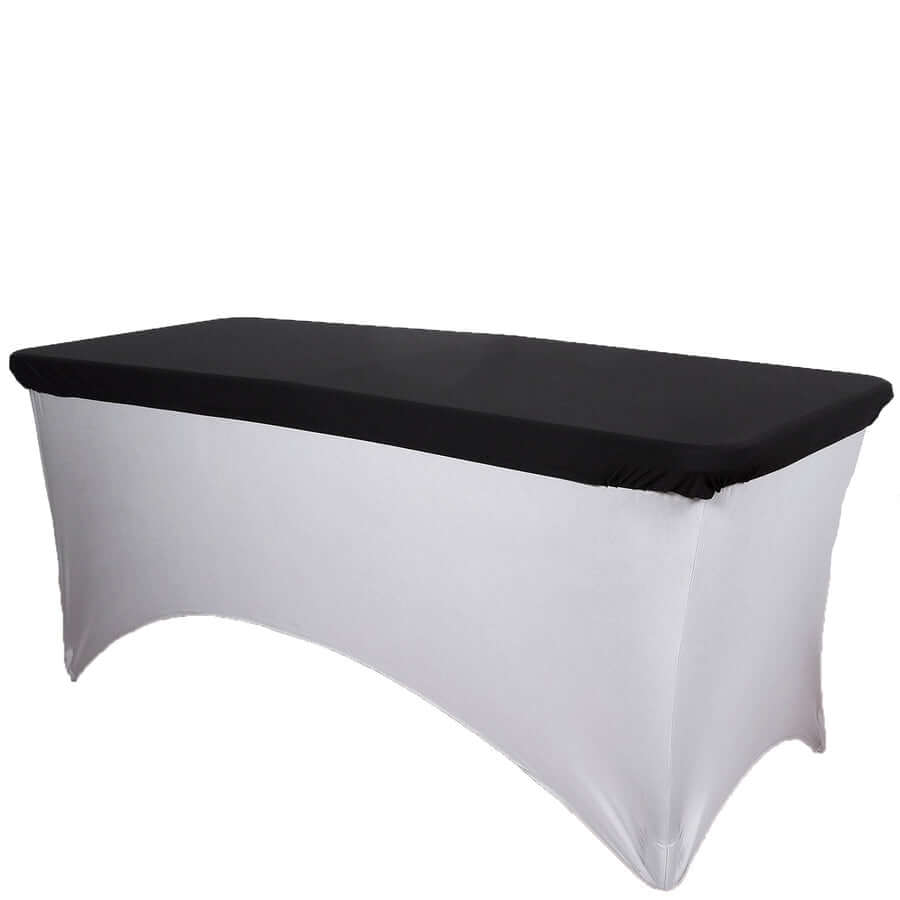 Black Spandex Table Topper - Stretchy, Wrinkle-Free & Fitted (96x30)