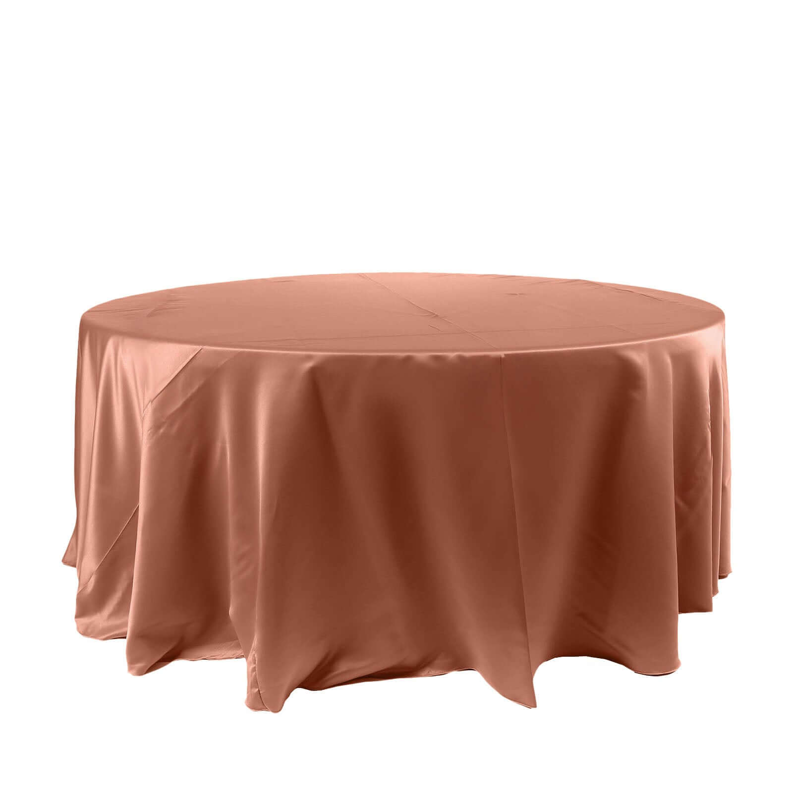 Stylish Seamless 120' Round Terracotta (Rust) Satin Tablecloth