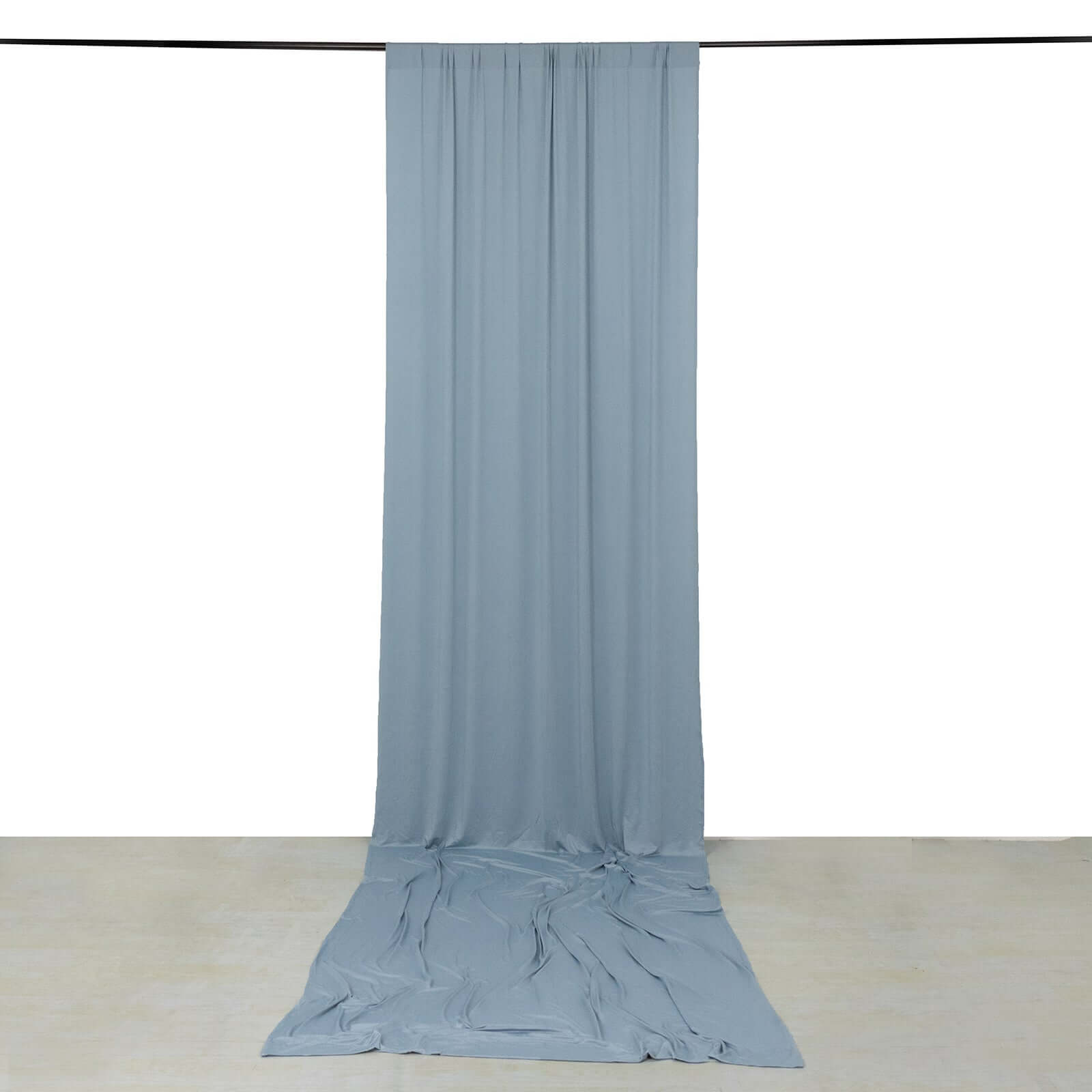 Wrinkle-Free Dusty Blue 4-Way Stretch Spandex Event Curtain with Rod Pockets - 5ft x 16ft