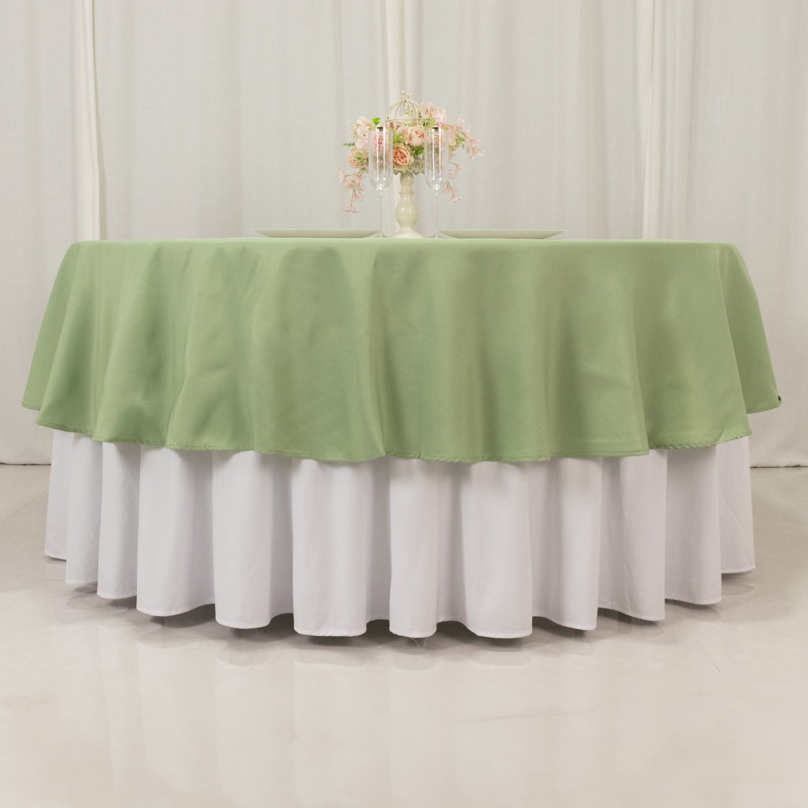 90-Inch Sage Green Premium Polyester Round Tablecloth - Stain & Wrinkle Resistant, 220GSM