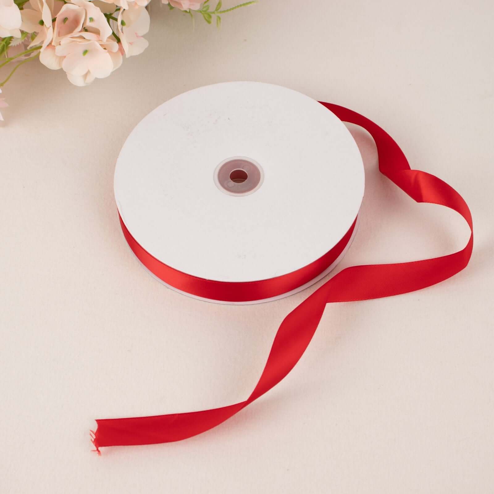 Hot Deal! 100-Yard 7/8 Red Single-Face Decorative Satin Ribbon