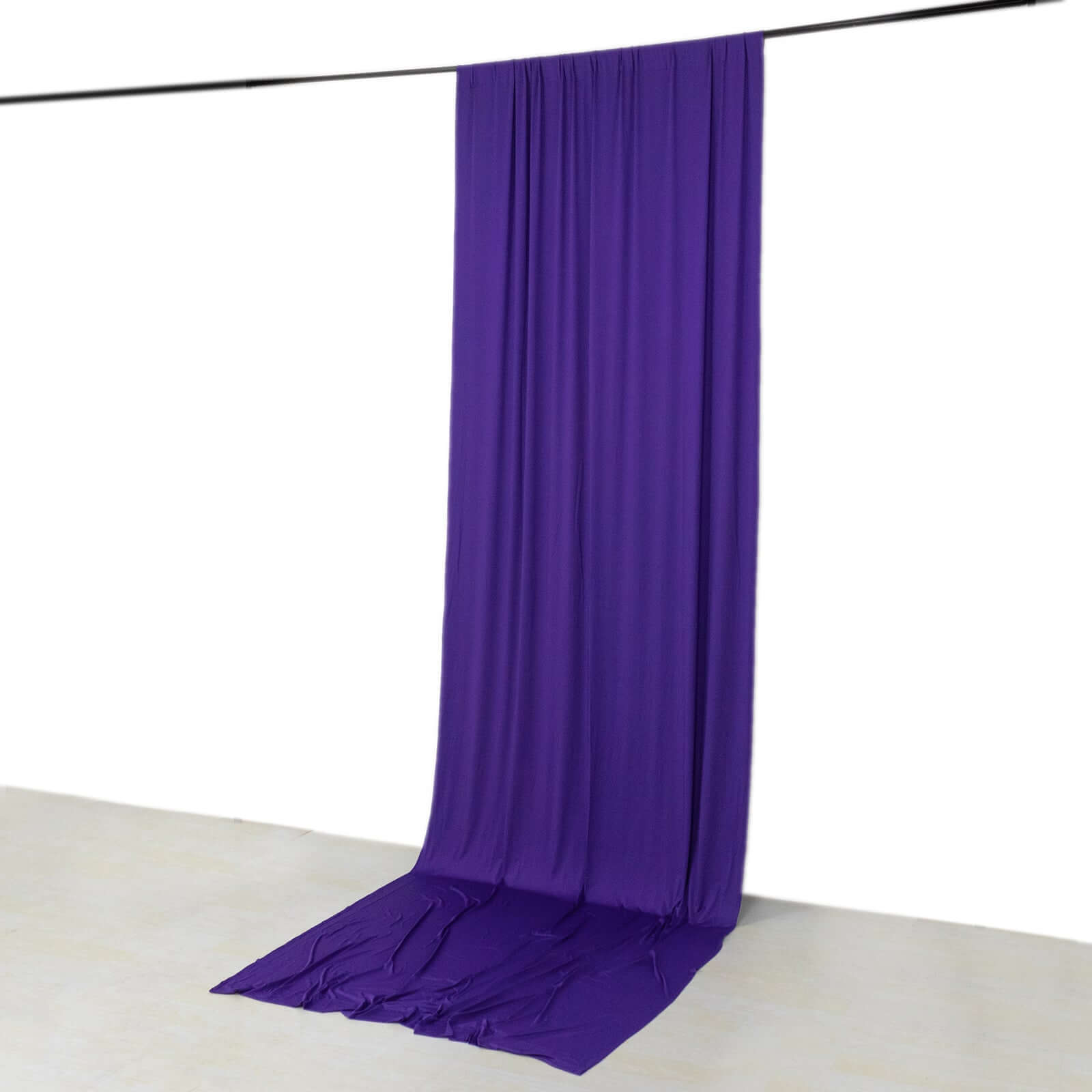Exclusive Purple 4-Way Stretch Spandex Wrinkle-Free Event Curtain, 5ftx14ft with Rod Pockets