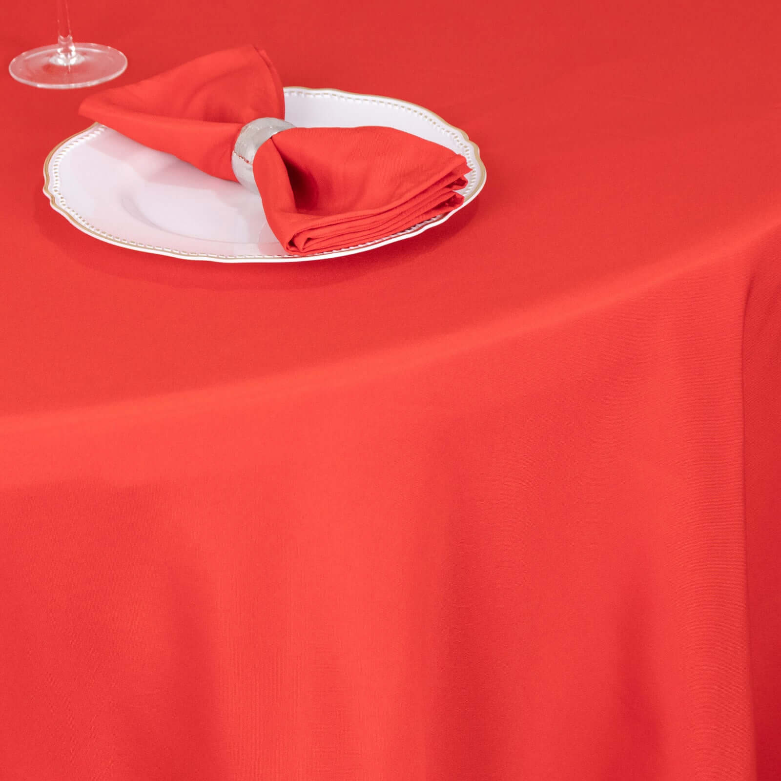 Hot Sale! Red 90-Inch Premium Polyester Round Tablecloth - Stain & Wrinkle Resistant, 220GSM
