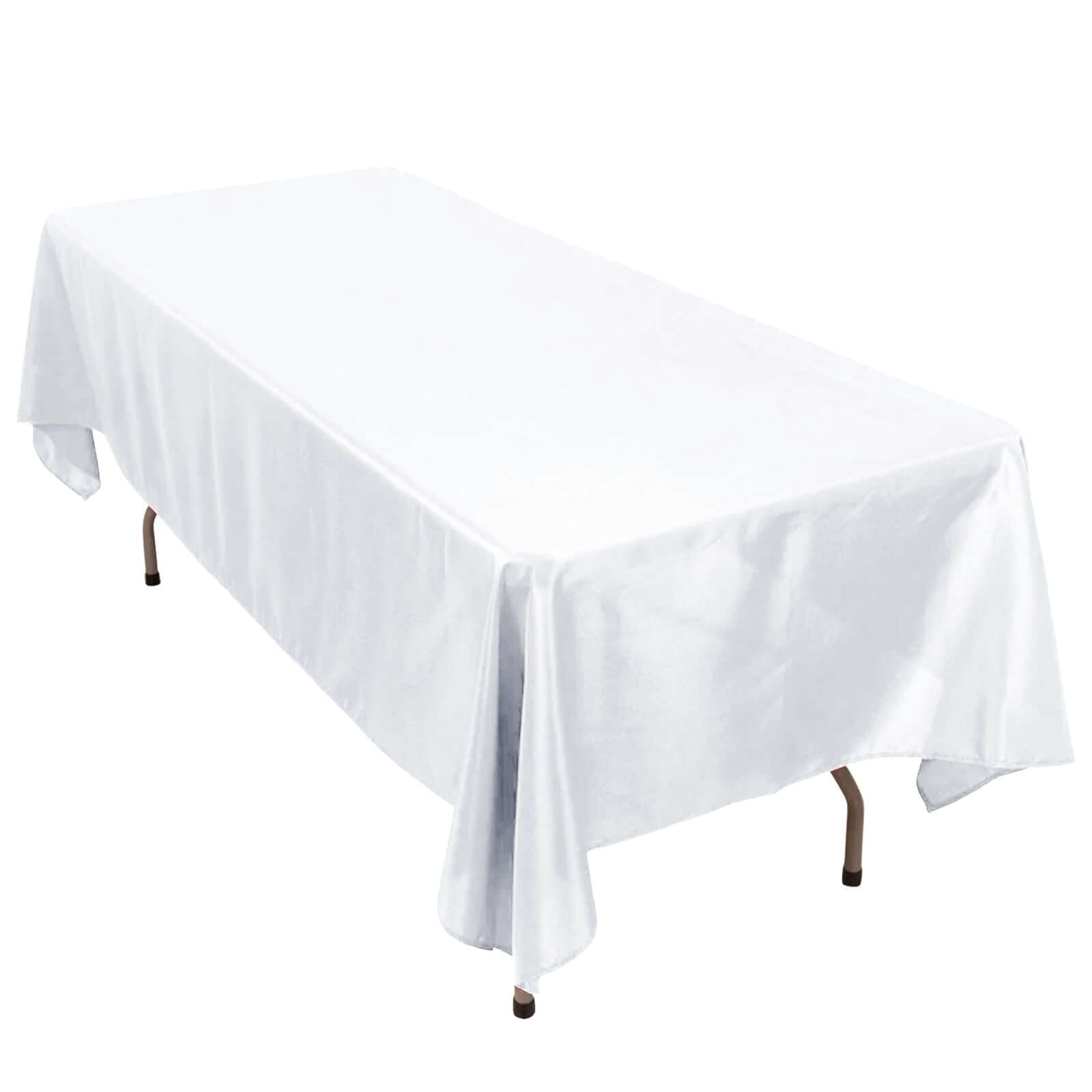 White 60x102 Rectangle Premium Polyester Tablecloth - 220GSM Durable Wrinkle-Free for Weddings & Events