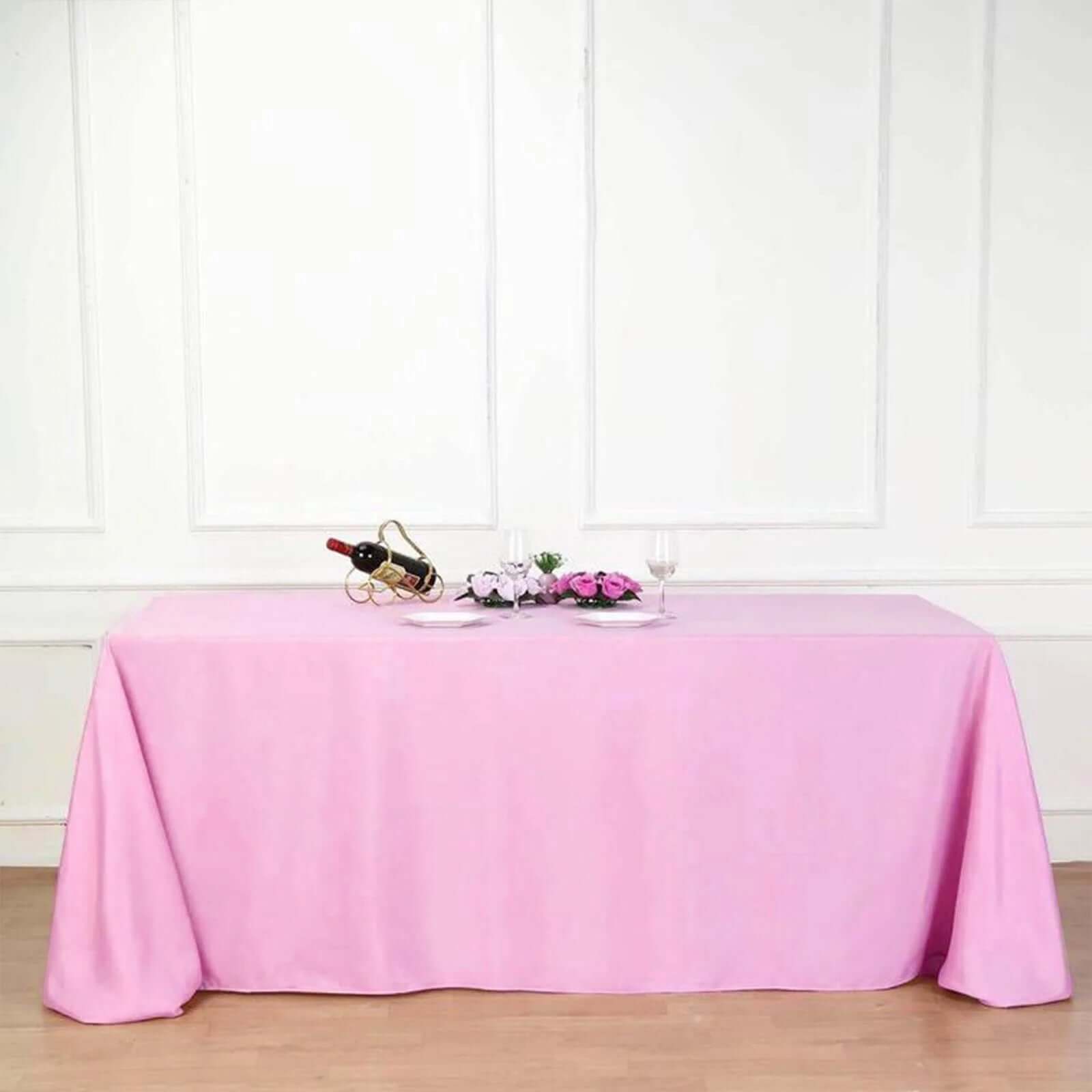 Pink Seamless Wrinkle-Resistant 90x132 Polyester Rectangle Tablecloth