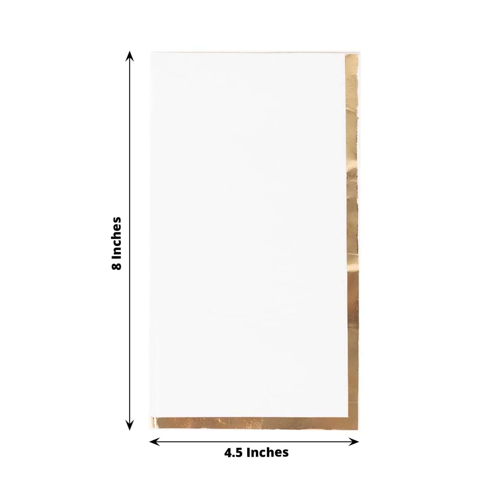 50-Pack Premium 2-Ply White Paper Dinner Napkins with Gold Foil Edge - Ideal Disposable Napkins for Parties