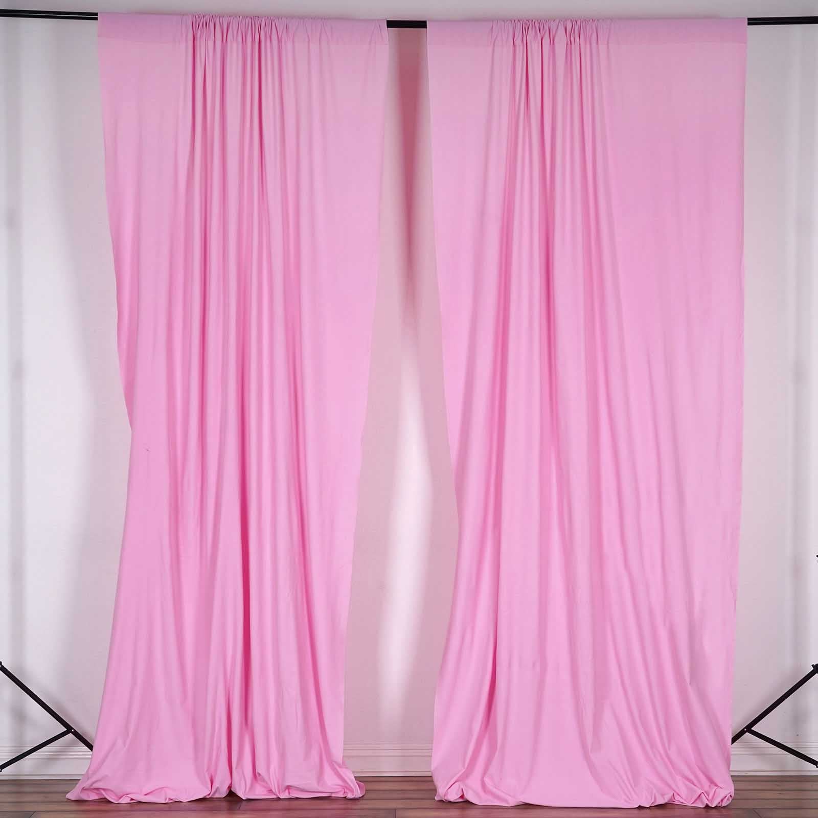 Hot Deal! 2 Pack Pink 10ftx10ft Scuba Polyester Flame - Resistant Wrinkle - Free Event Curtain Drapes with Rod Pockets