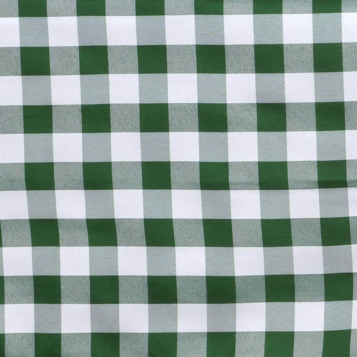 70-Inch Round Polyester Tablecloth in White and Green Checkered Buffalo Plaid