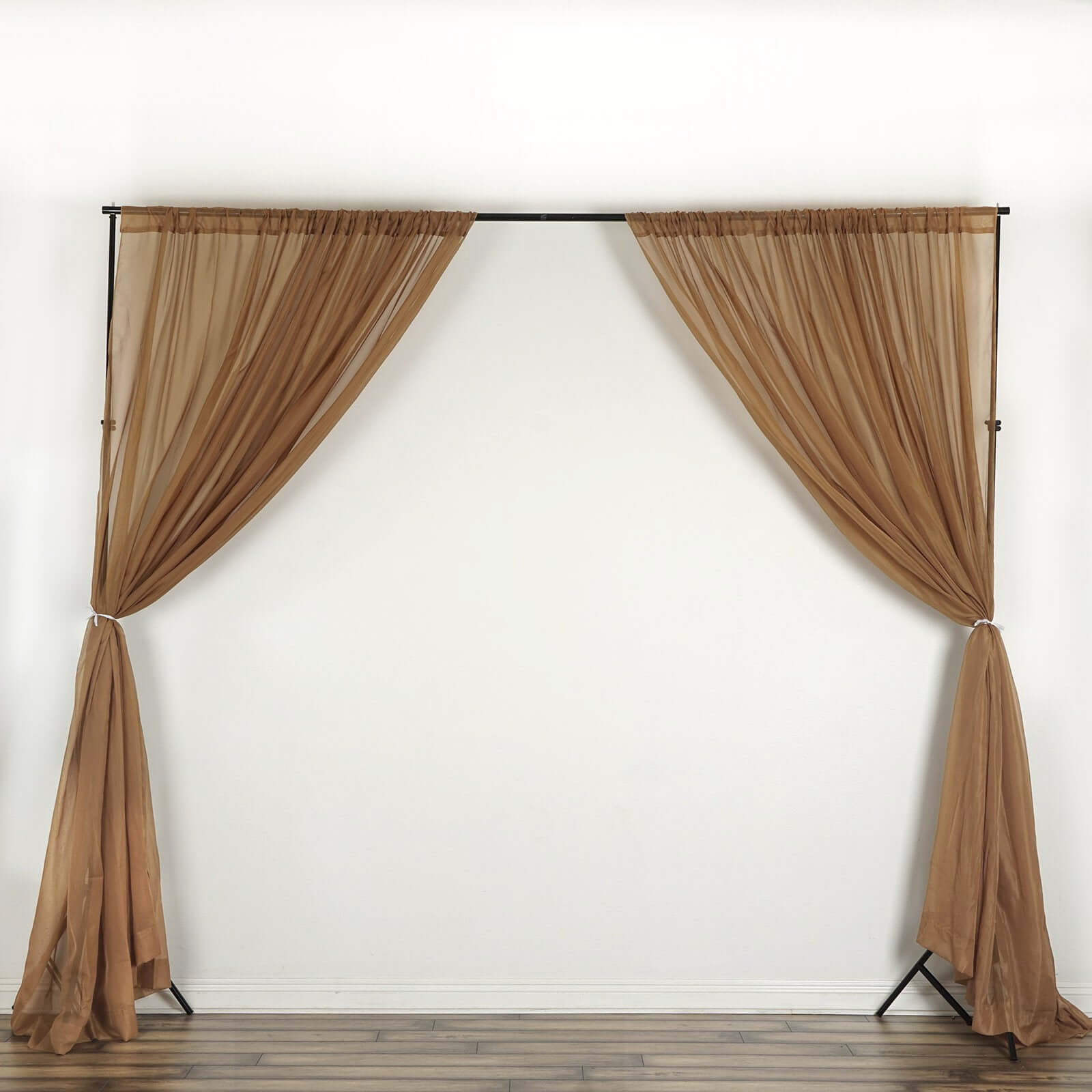 Hot Deal! 2-Pack Gold 10ftx10ft Flame-Resistant Chiffon Event Curtain Drapes with Rod Pockets